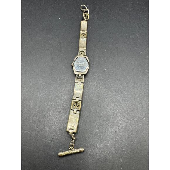 Brighton Tribeca Watch Women Silver Tone White Dial Toggle Clasp Fancy Band
